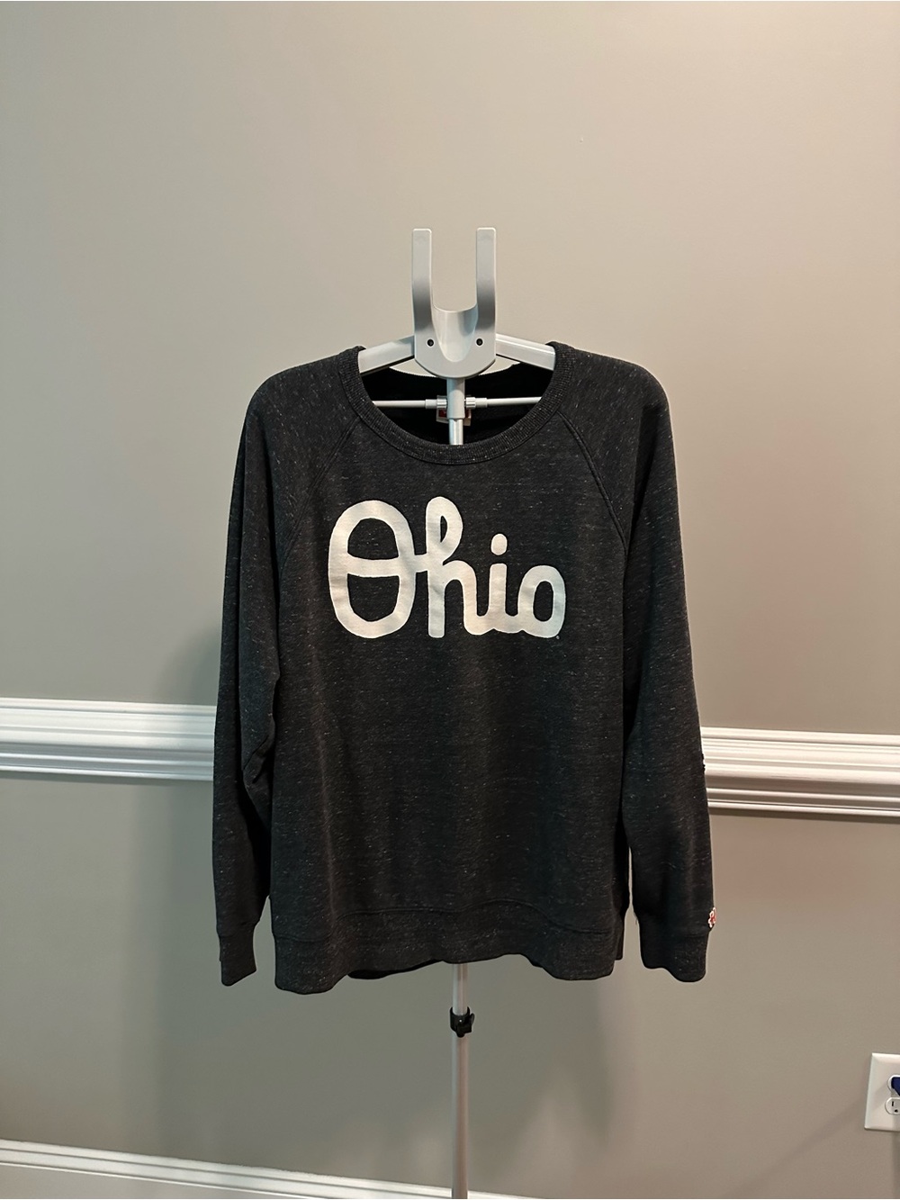 The Ohio State HOMAGE Charcoal Long-Sleeve Crewneck with White "Ohio" Script